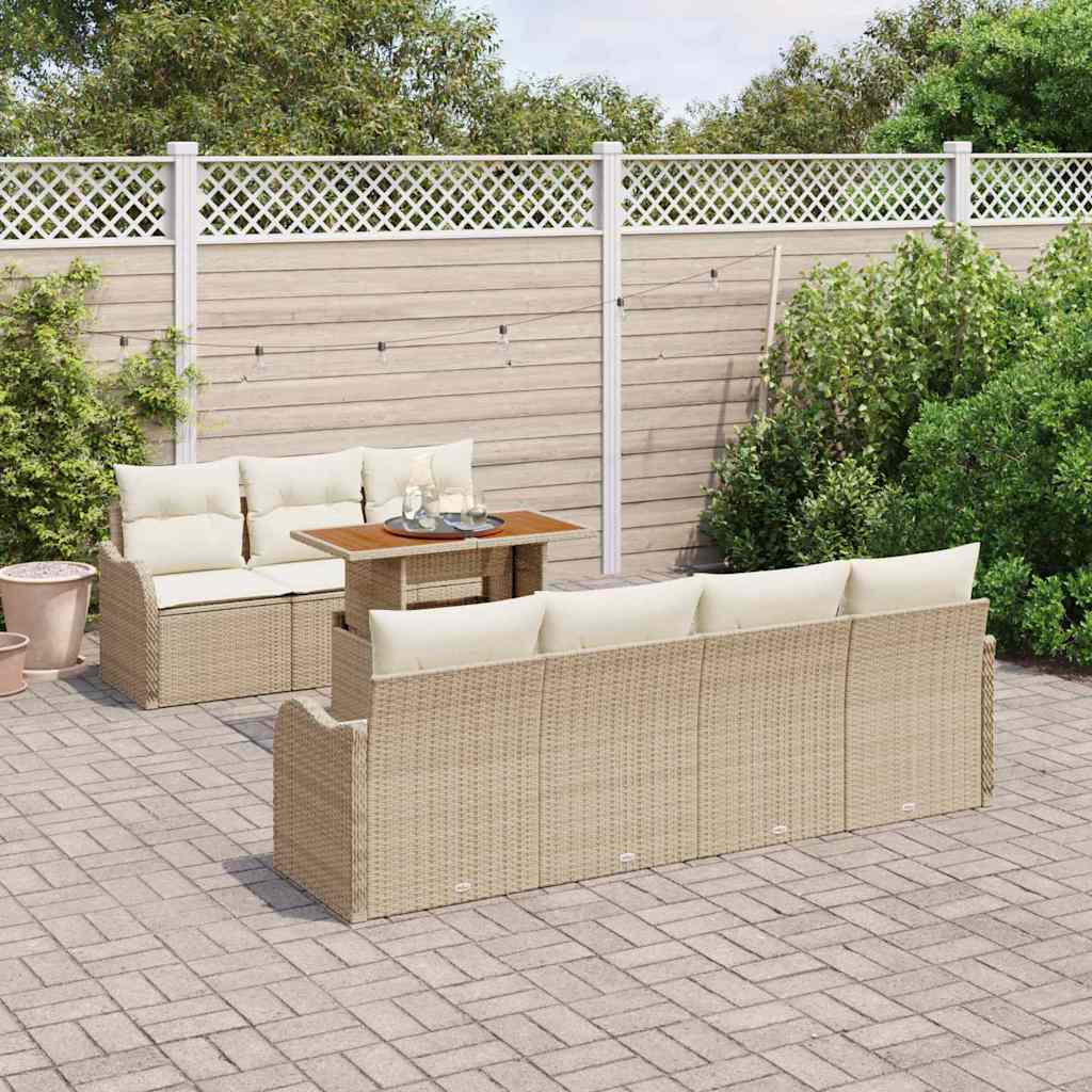 Kerti Kanapé Szett tárolóval 8 pcs Bézs Poli rattan