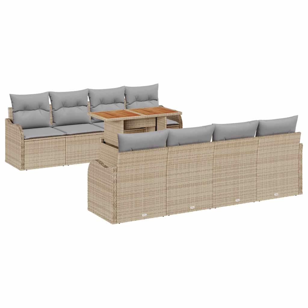 Kerti Kanapé Szett tárolóval 9 pcs Bézs Poli rattan