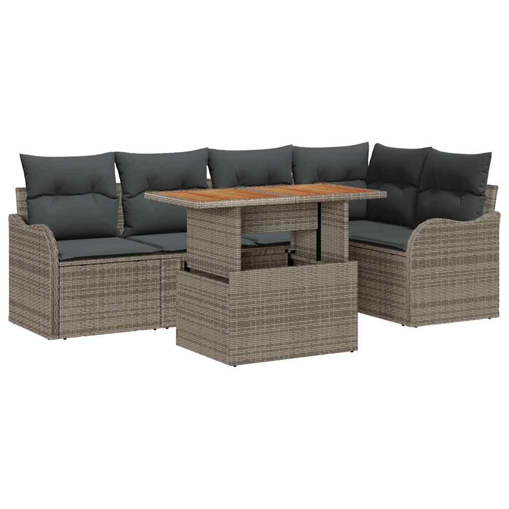 Kerti Kanapé Szett tárolóval 6 pcs Szürke Poli rattan