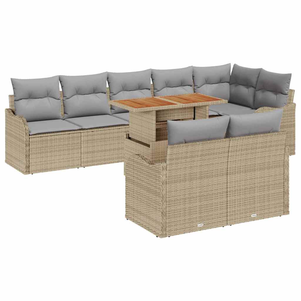 Kerti Kanapé Szett tárolóval 9 pcs Bézs Poli rattan
