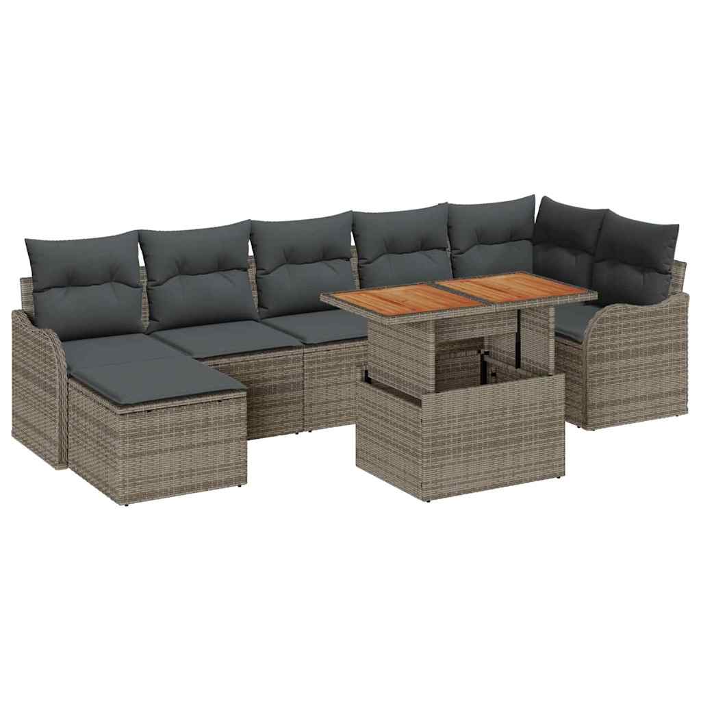 Kerti Kanapé Szett tárolóval 8 pcs Szürke Poli rattan