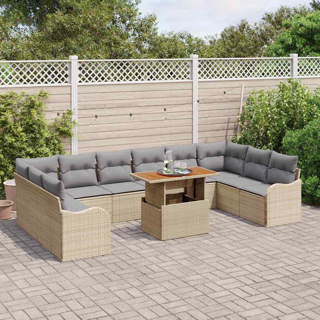Kerti Kanapé Szett tárolóval 11 pcs Bézs Poli rattan