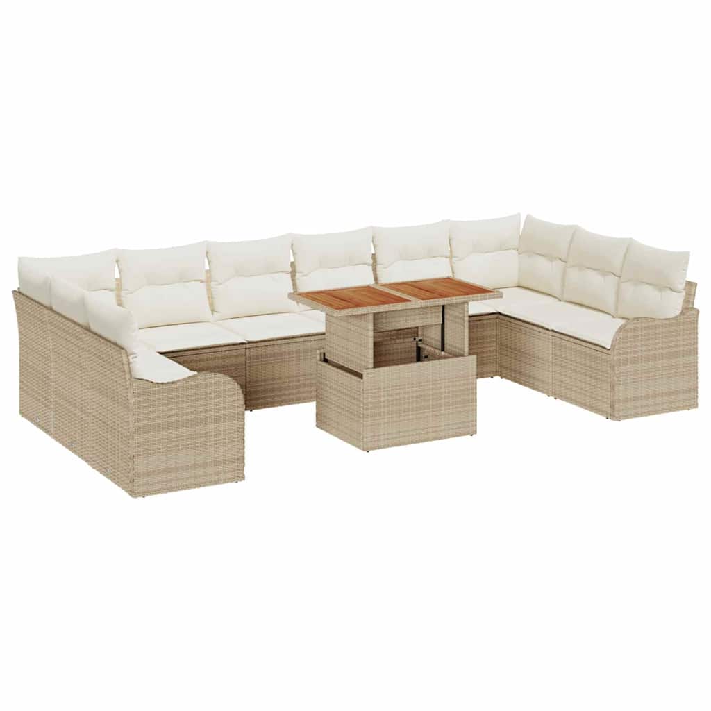 Kerti Kanapé Szett tárolóval 11 pcs Bézs Poli rattan