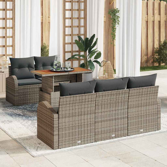 Kerti Kanapé Szett tárolóval 6 pcs Szürke Poli rattan