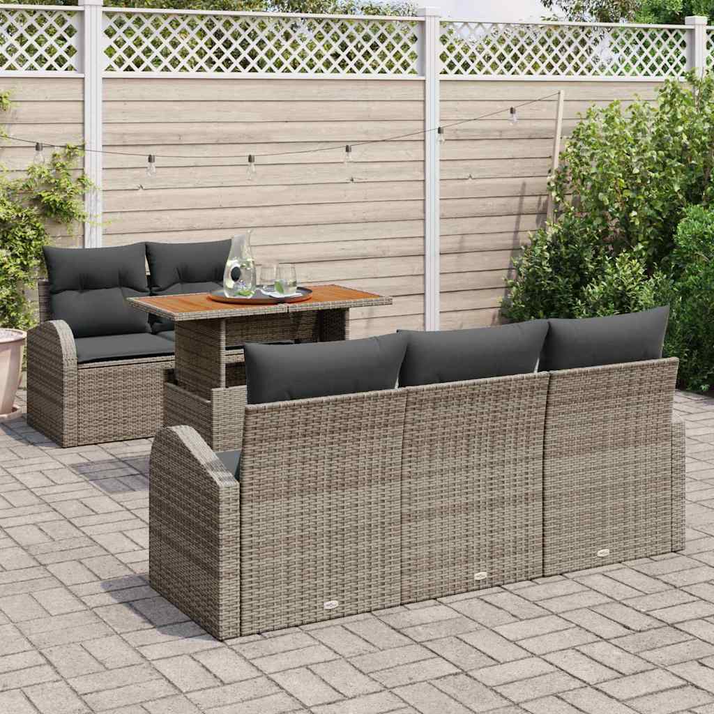 Kerti Kanapé Szett tárolóval 6 pcs Szürke Poli rattan