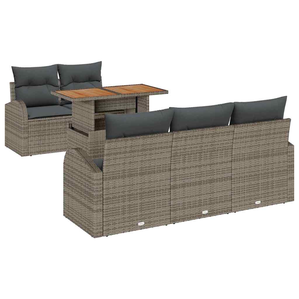 Kerti Kanapé Szett tárolóval 6 pcs Szürke Poli rattan
