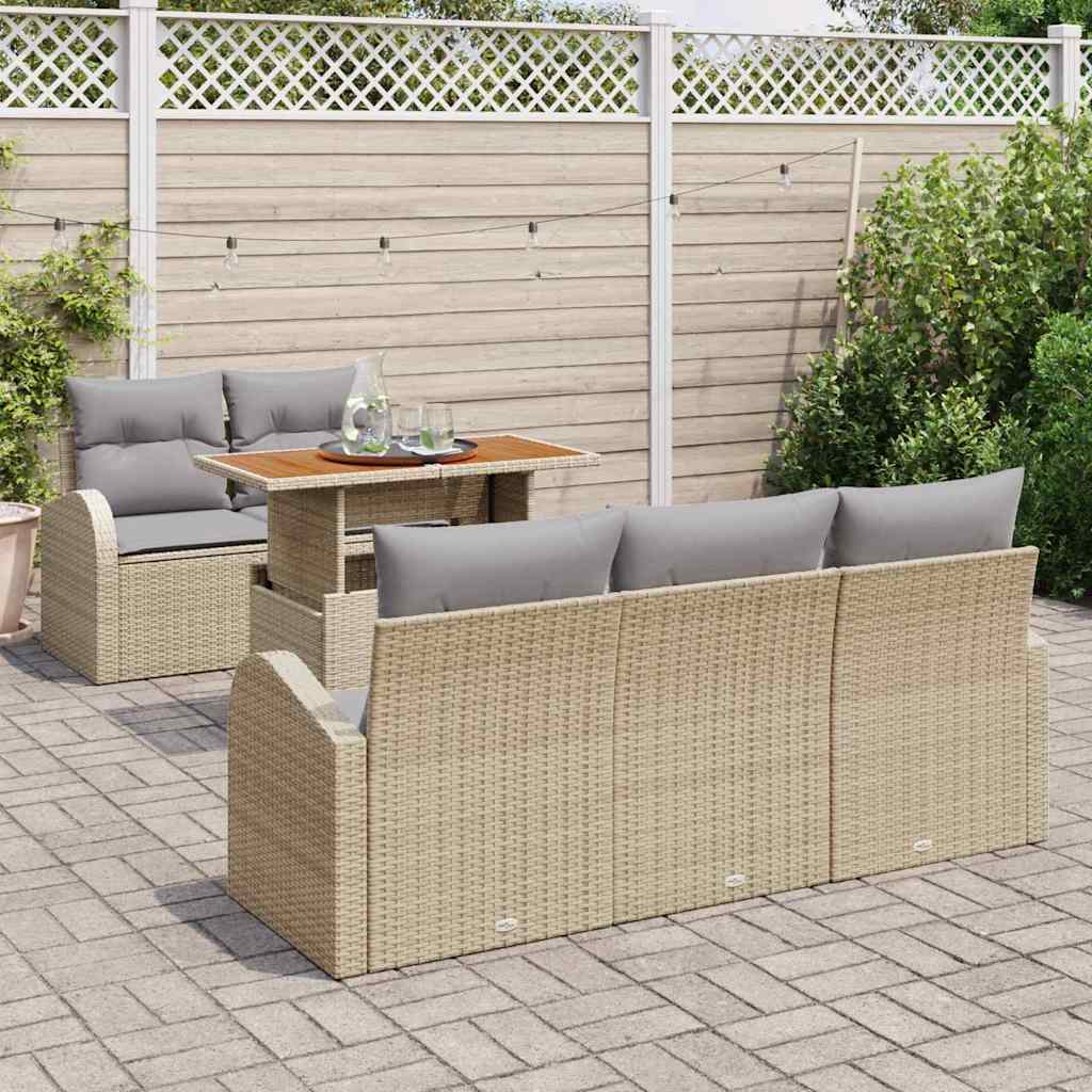 Kerti Kanapé Szett tárolóval 6 pcs Bézs Poli rattan