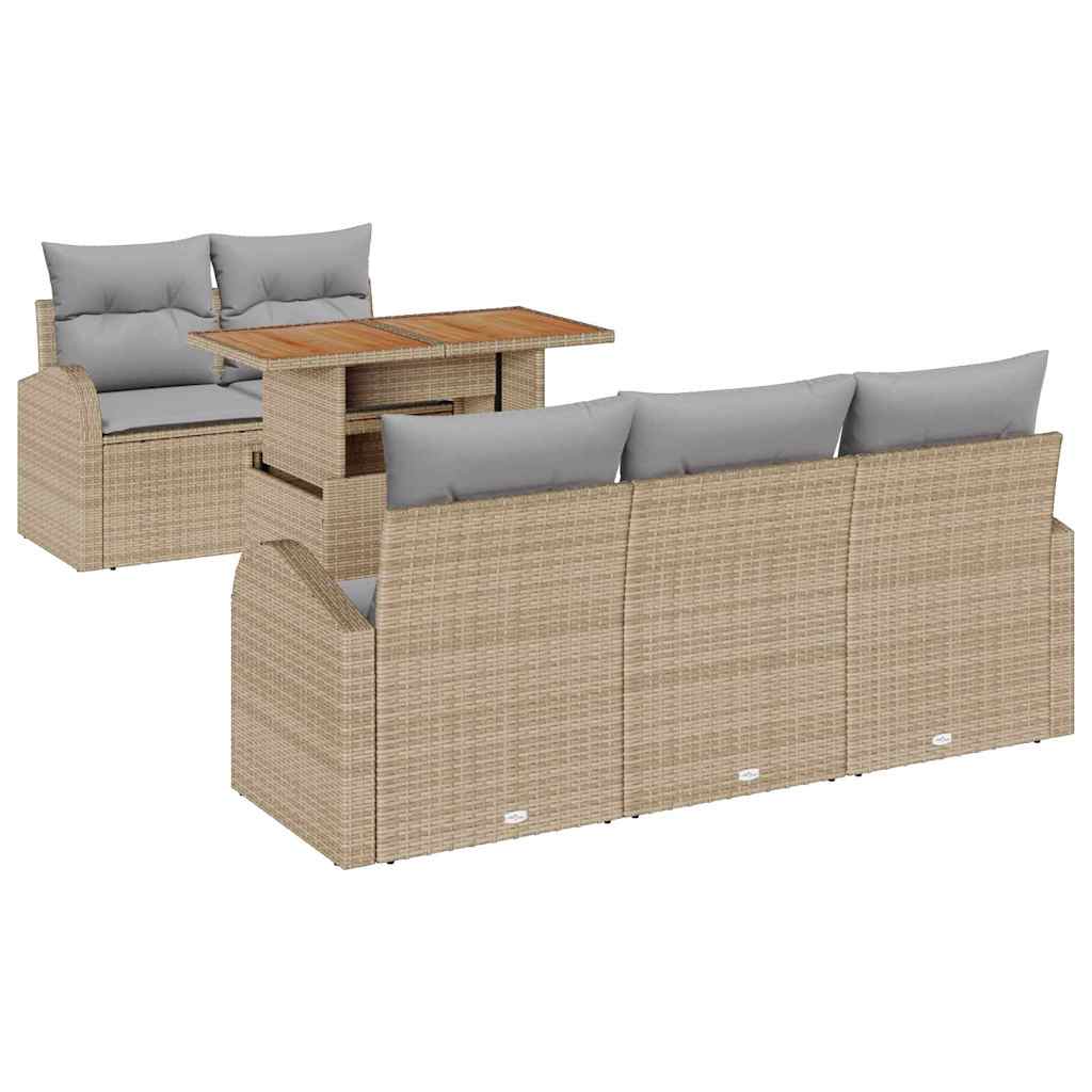 Kerti Kanapé Szett tárolóval 6 pcs Bézs Poli rattan