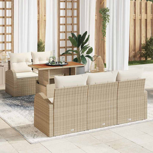 Kerti Kanapé Szett tárolóval 6 pcs Bézs Poli rattan