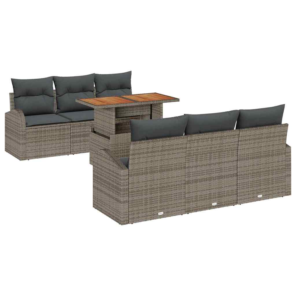 Kerti Kanapé Szett tárolóval 7 pcs Szürke Poli rattan