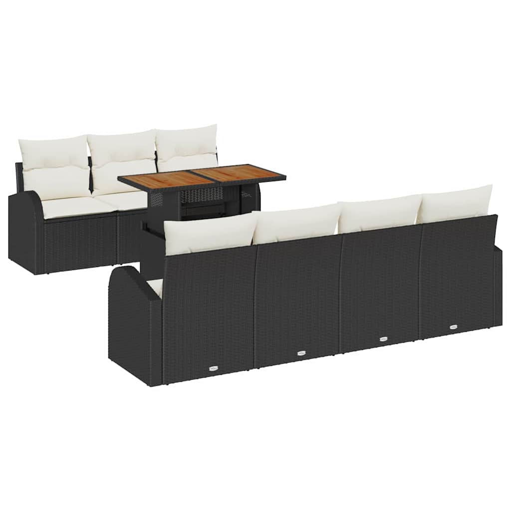 Kerti Kanapé Szett tárolóval 8 pcs Fekete Poli rattan