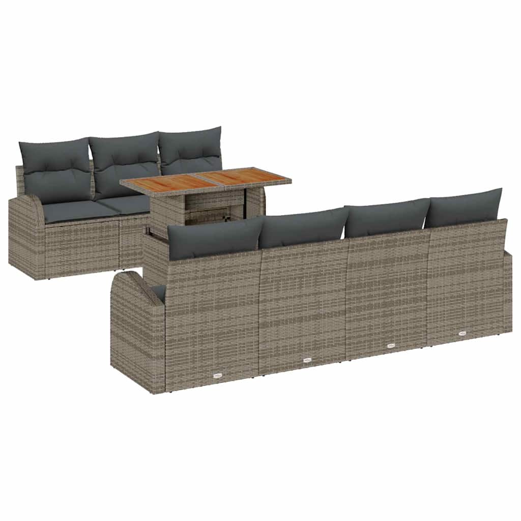 Kerti Kanapé Szett tárolóval 8 pcs Szürke Poli rattan