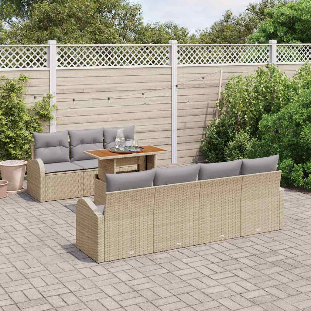 Kerti Kanapé Szett tárolóval 8 pcs Bézs Poli rattan