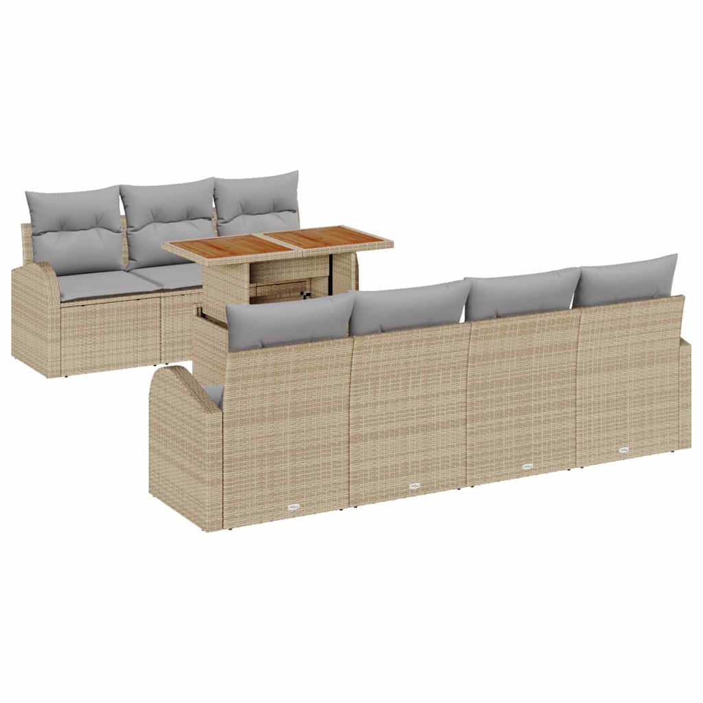 Kerti Kanapé Szett tárolóval 8 pcs Bézs Poli rattan