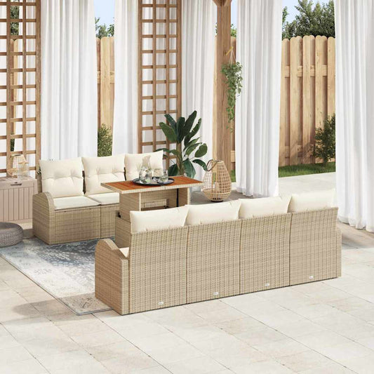 Kerti Kanapé Szett tárolóval 8 pcs Bézs Poli rattan
