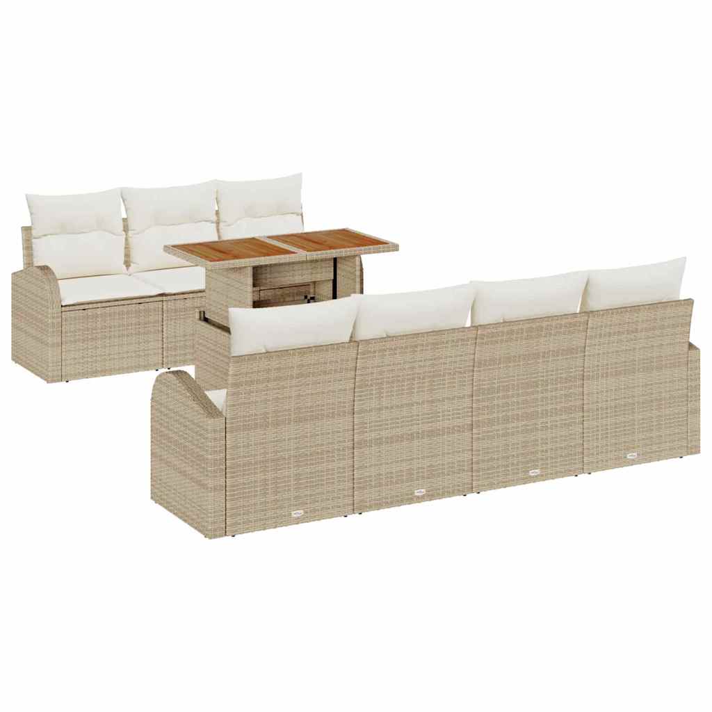 Kerti Kanapé Szett tárolóval 8 pcs Bézs Poli rattan
