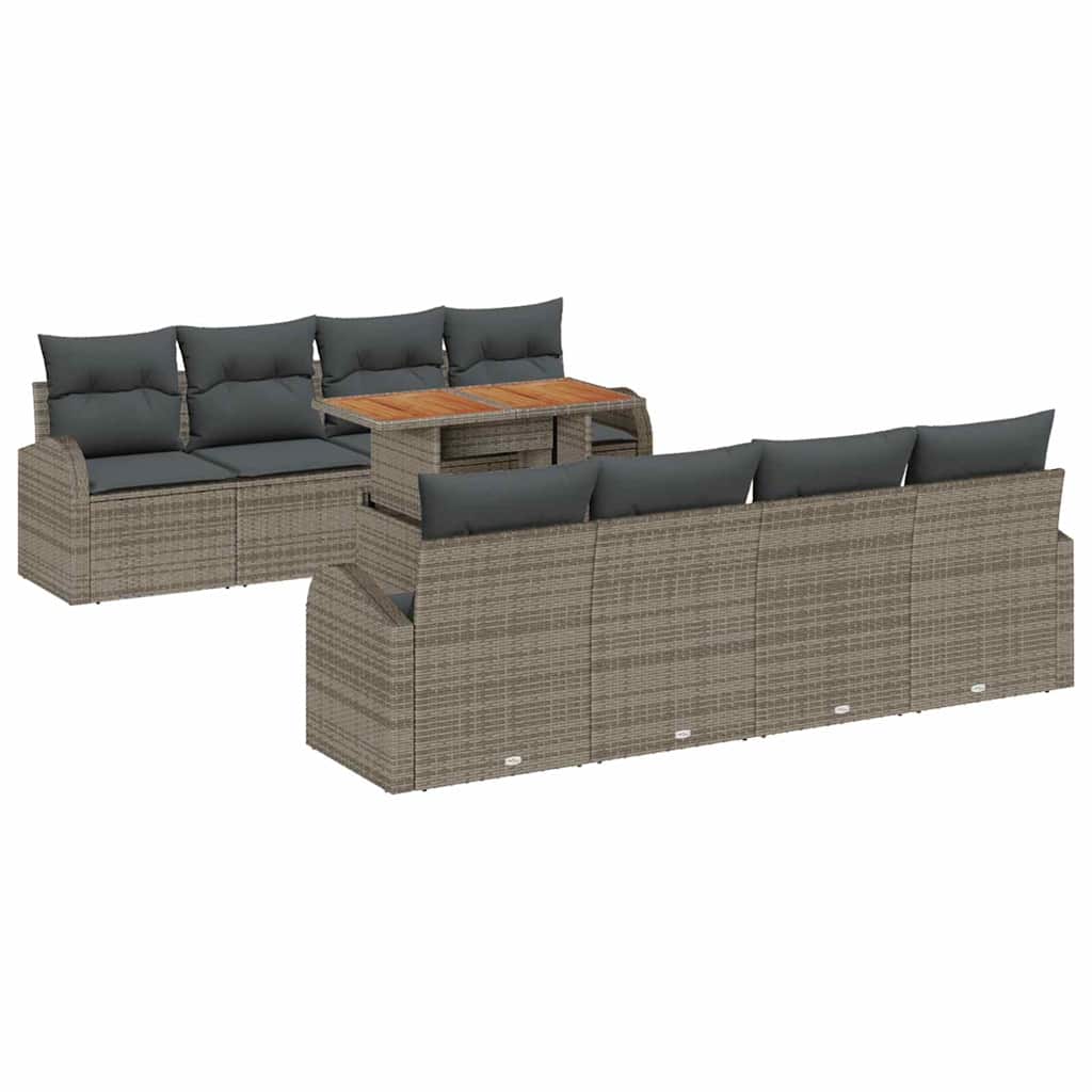Kerti Kanapé Szett tárolóval 9 pcs Szürke Poli rattan