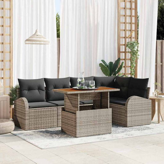 Kerti Kanapé Szett tárolóval 6 pcs Szürke Poli rattan