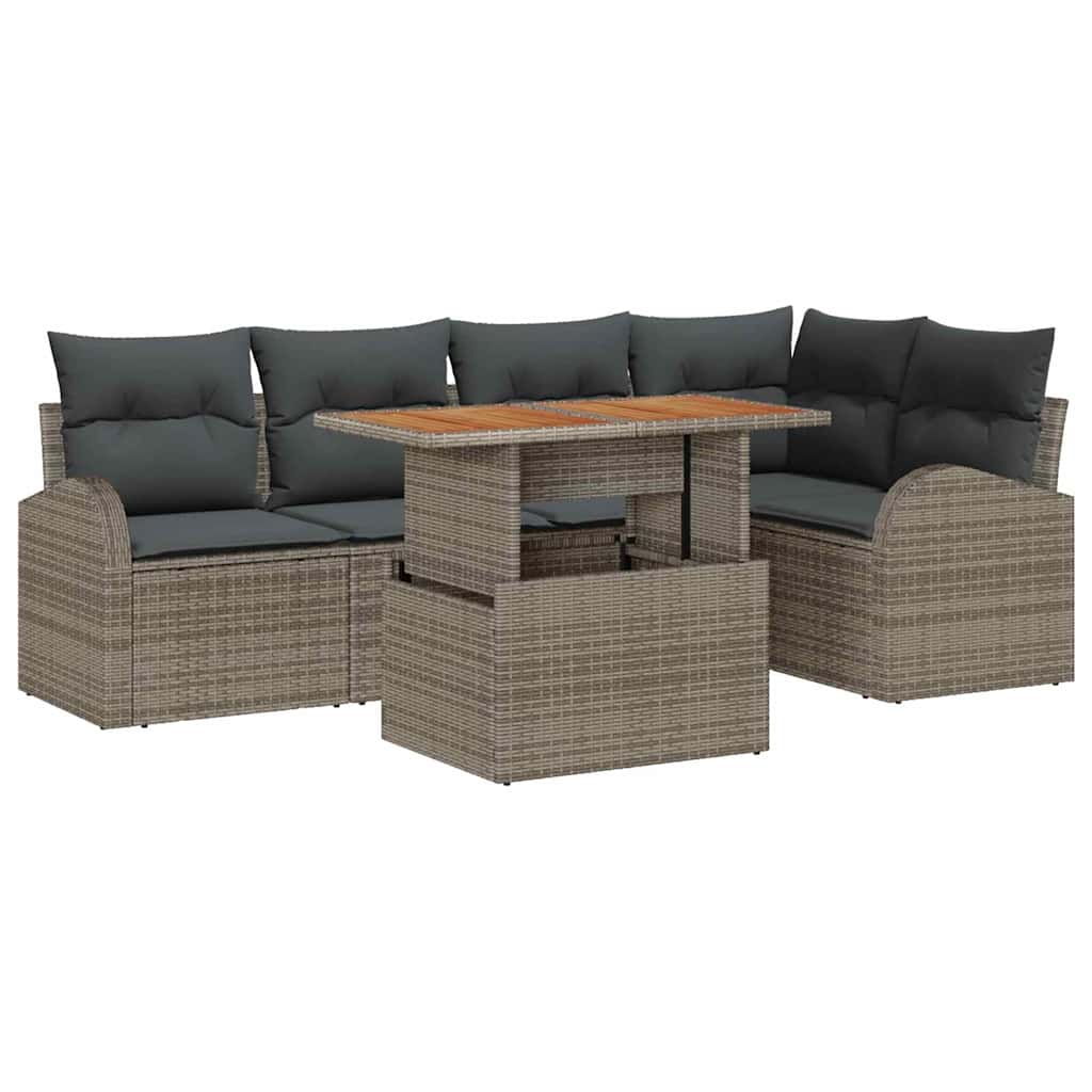 Kerti Kanapé Szett tárolóval 6 pcs Szürke Poli rattan