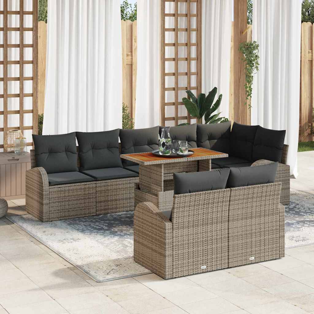 Kerti Kanapé Szett tárolóval 9 pcs Szürke Poli rattan