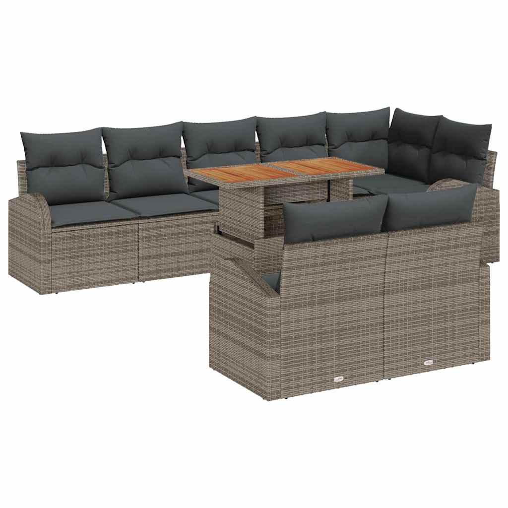 Kerti Kanapé Szett tárolóval 9 pcs Szürke Poli rattan