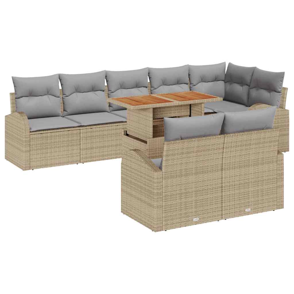 Kerti Kanapé Szett tárolóval 9 pcs Bézs Poli rattan