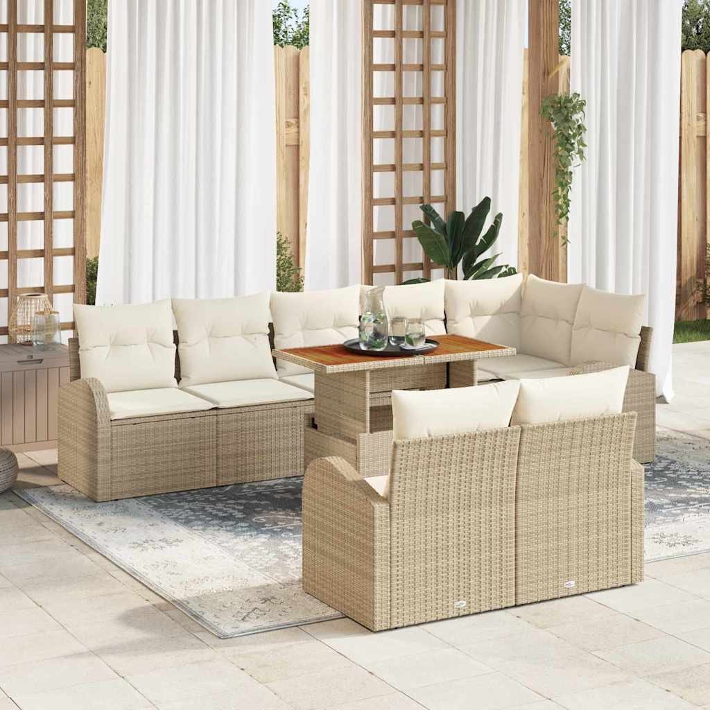 Kerti Kanapé Szett tárolóval 9 pcs Bézs Poli rattan