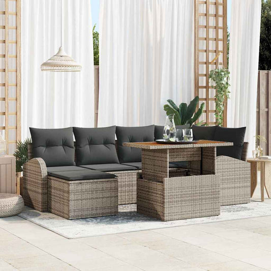 Kerti Kanapé Szett tárolóval 7 pcs Szürke Poli rattan