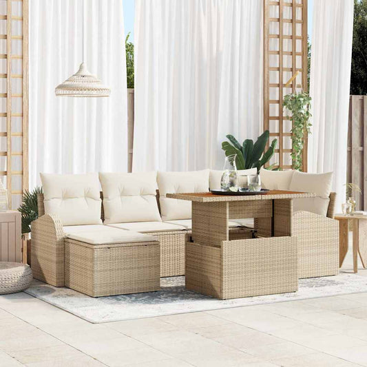 Kerti Kanapé Szett tárolóval 7 pcs Bézs Poli rattan