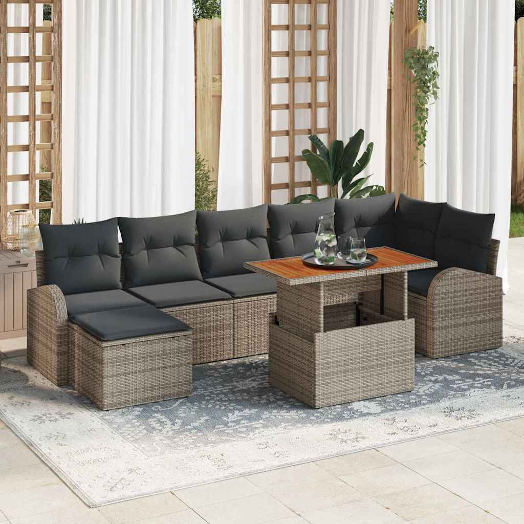Kerti Kanapé Szett tárolóval 8 pcs Szürke Poli rattan