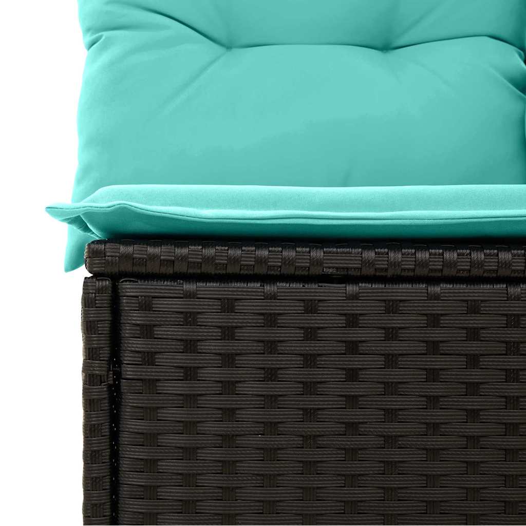 Kerti Kanapé Szett 8 pcs Fekete Poli rattan