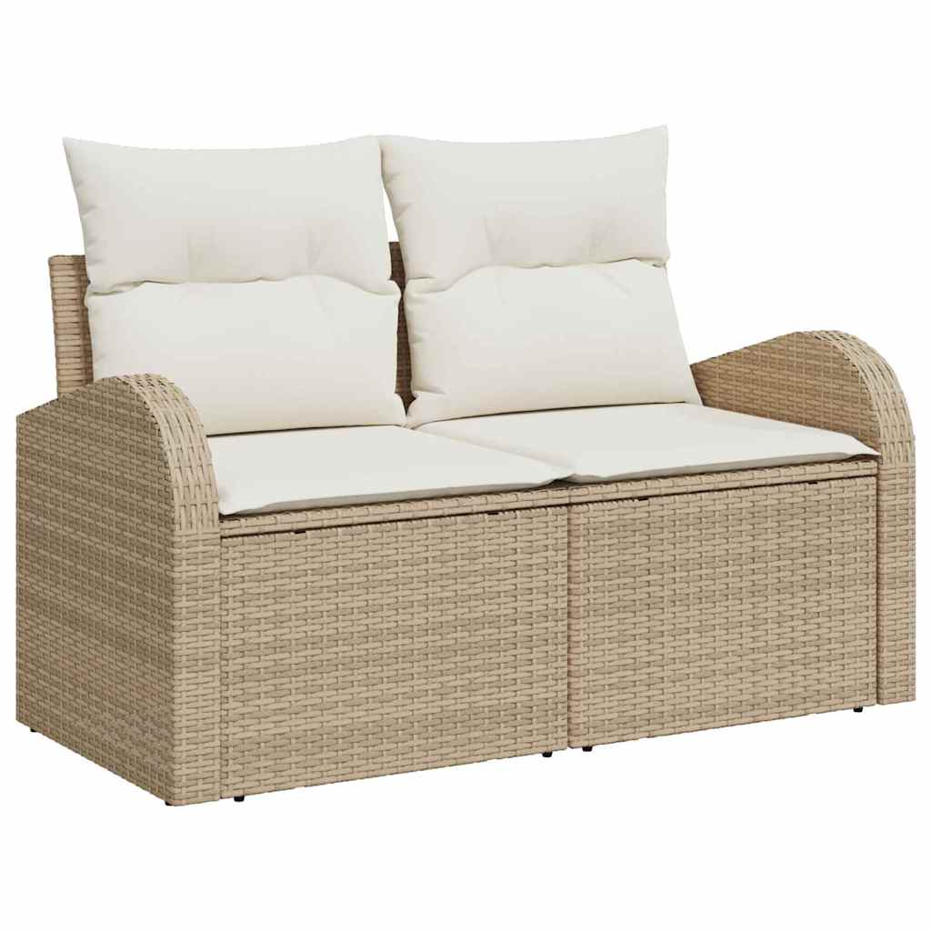 Kerti Kanapé Szett tárolóval 10 pcs Bézs Poli rattan