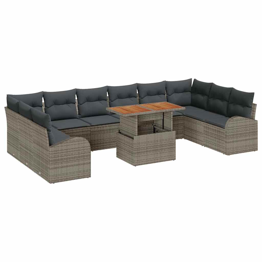Kerti Kanapé Szett tárolóval 11 pcs Szürke Poli rattan