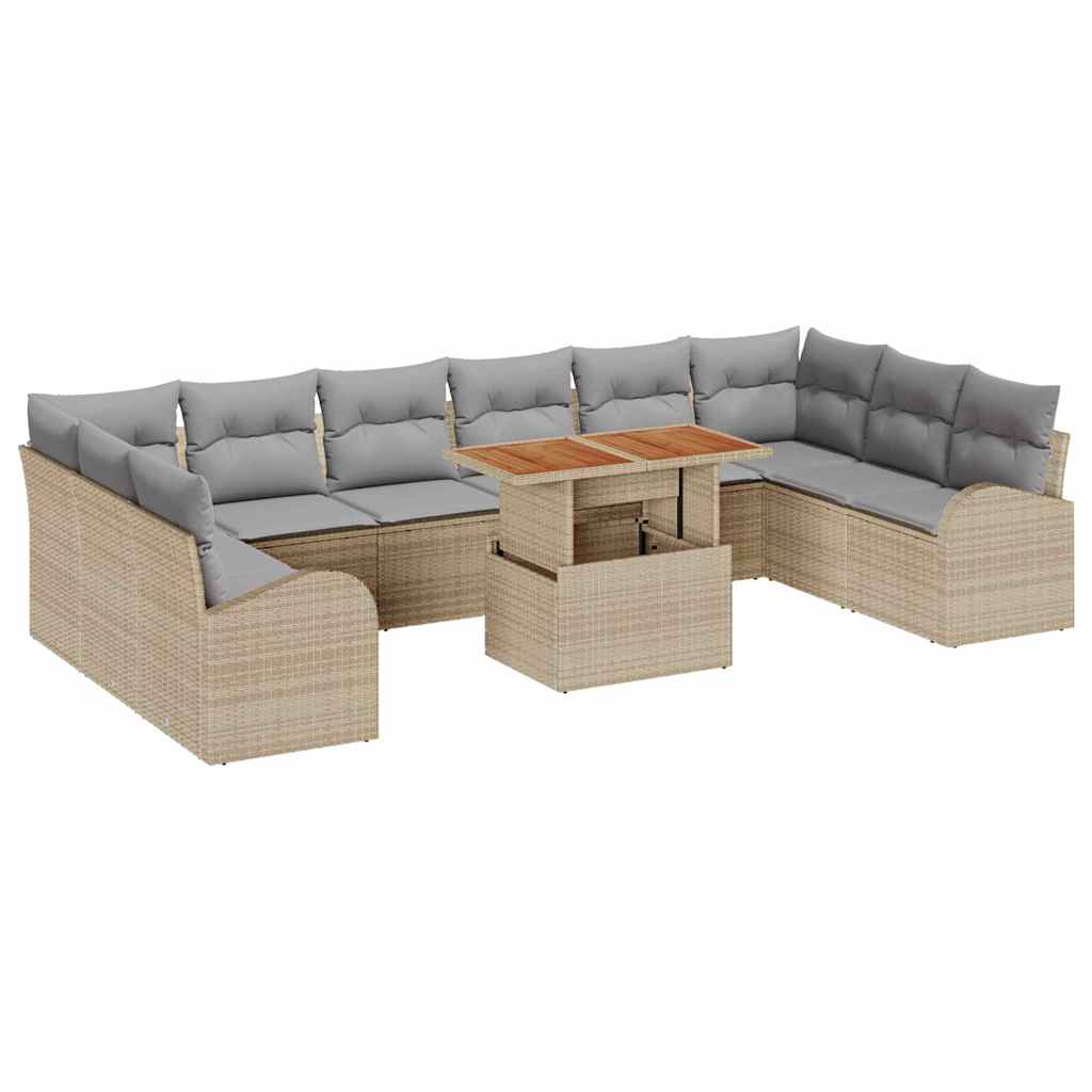 Kerti Kanapé Szett tárolóval 11 pcs Bézs Poli rattan