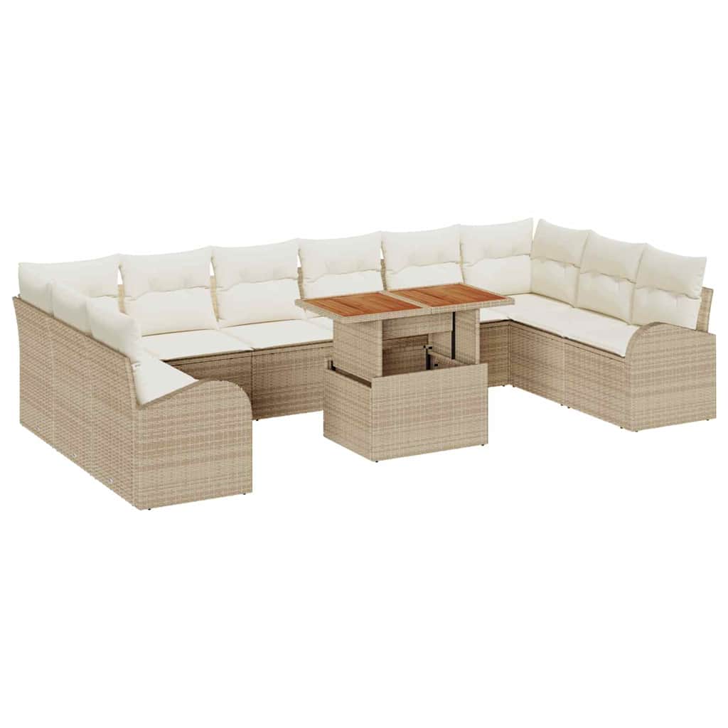 Kerti Kanapé Szett tárolóval 11 pcs Bézs Poli rattan