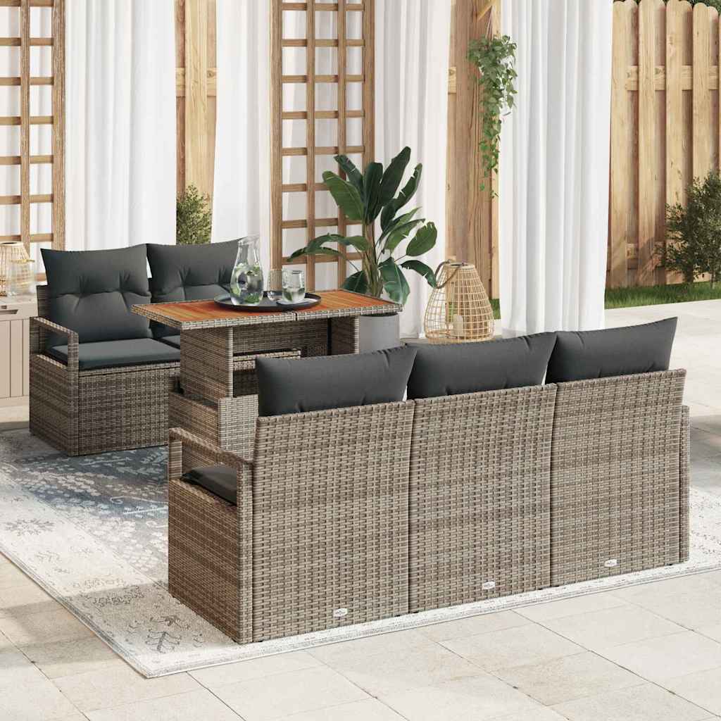 Kerti Kanapé Szett tárolóval 6 pcs Szürke Poli rattan