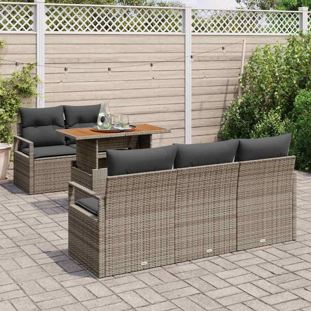 Kerti Kanapé Szett tárolóval 6 pcs Szürke Poli rattan