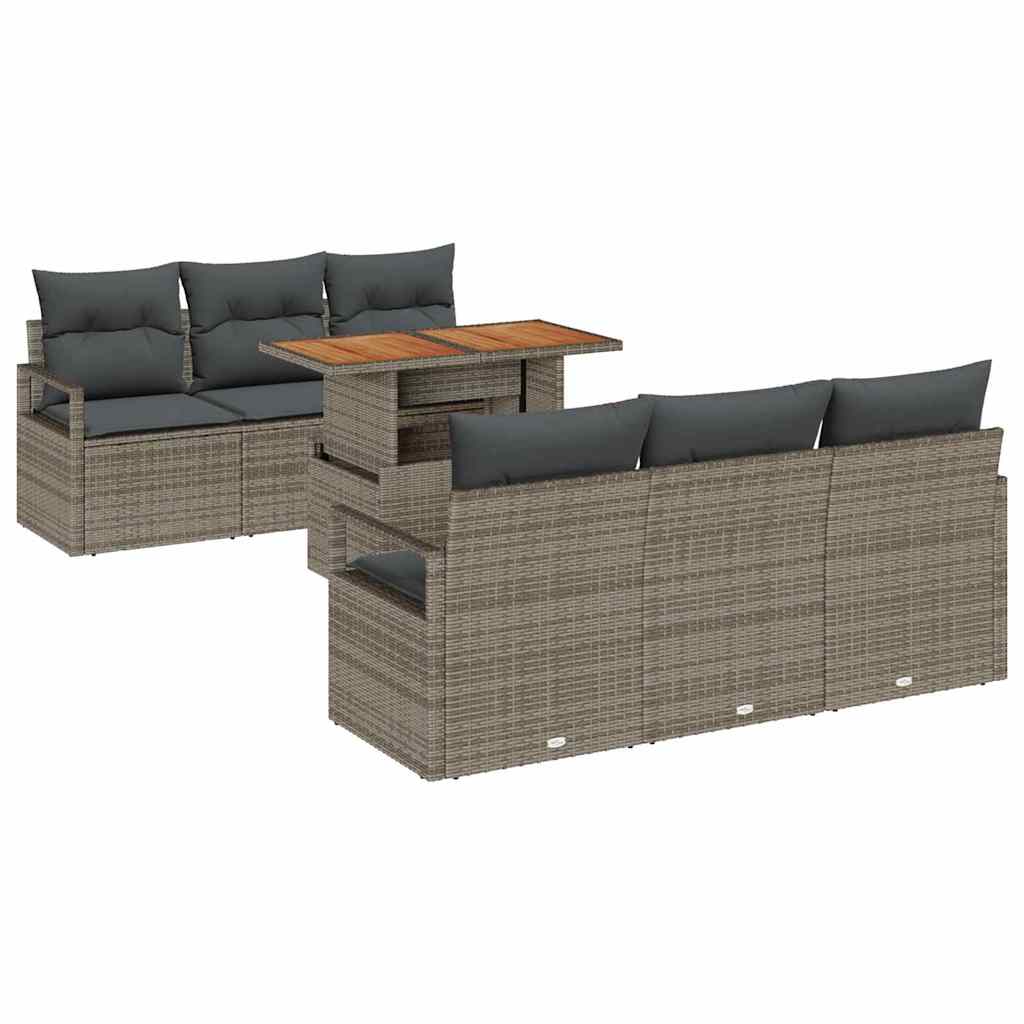 Kerti Kanapé Szett tárolóval 7 pcs Szürke Poli rattan