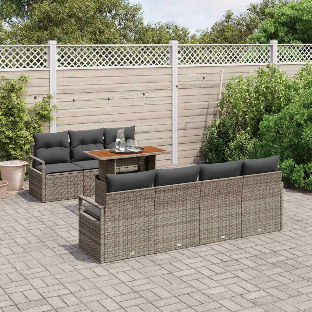 Kerti Kanapé Szett tárolóval 8 pcs Szürke Poli rattan