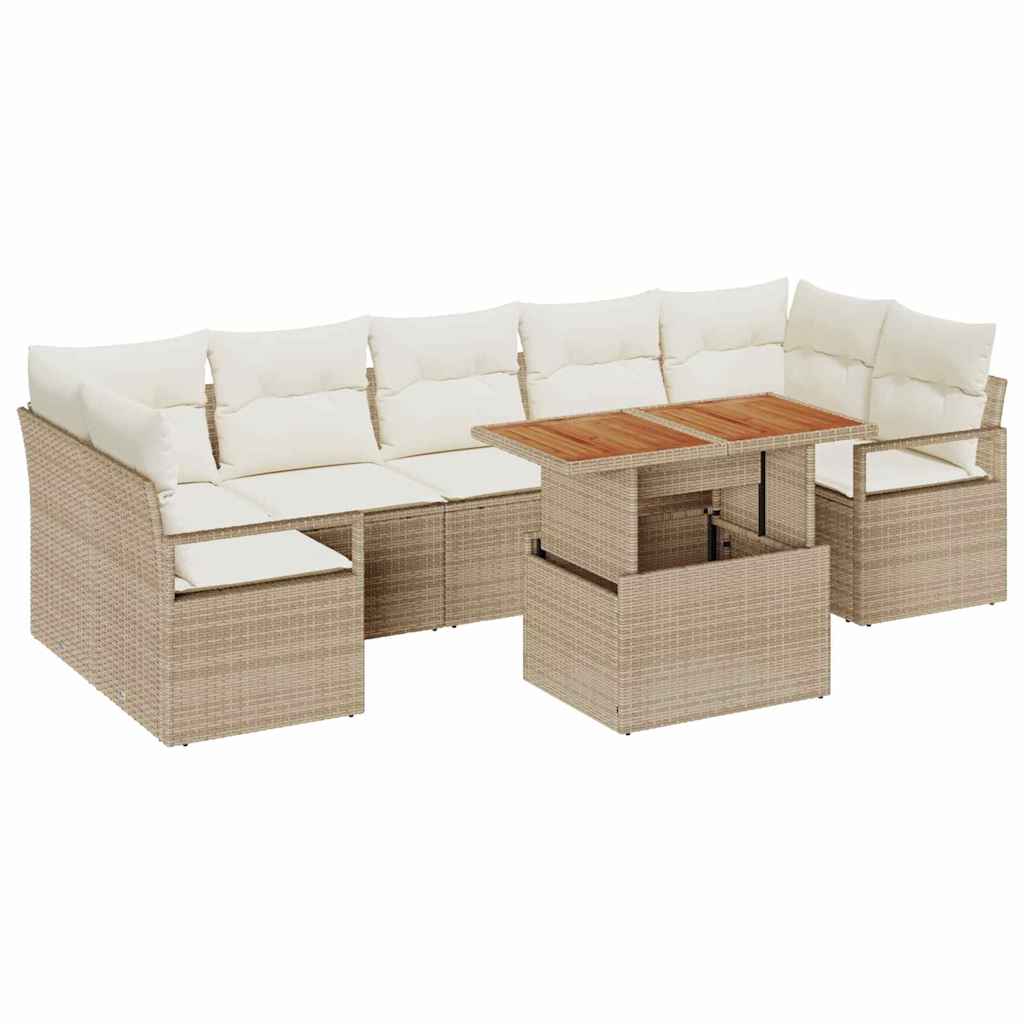 Kerti Kanapé Szett tárolóval 8 pcs Bézs Poli rattan
