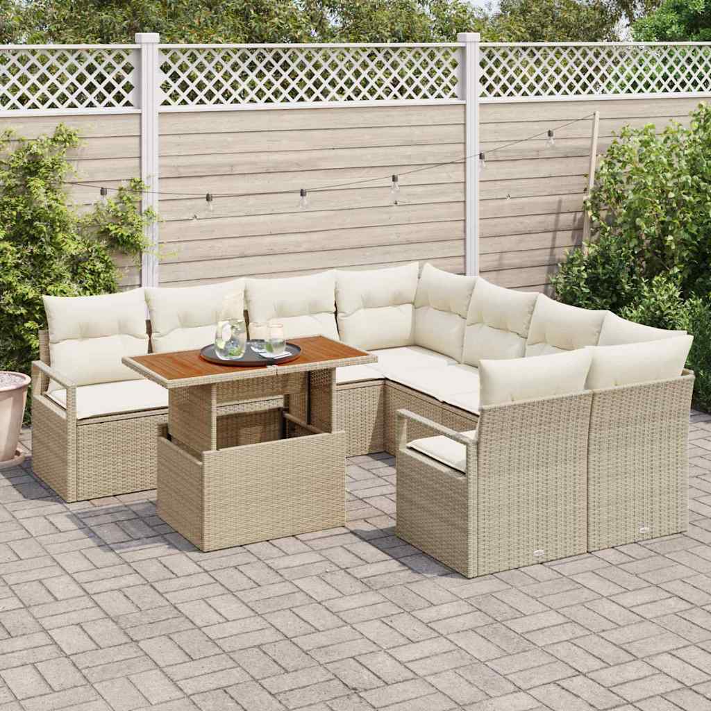 Kerti Kanapé Szett tárolóval 9 pcs Bézs Poli rattan