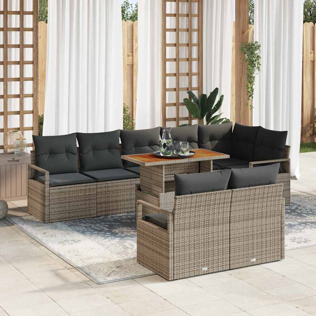 Kerti Kanapé Szett tárolóval 9 pcs Szürke Poli rattan