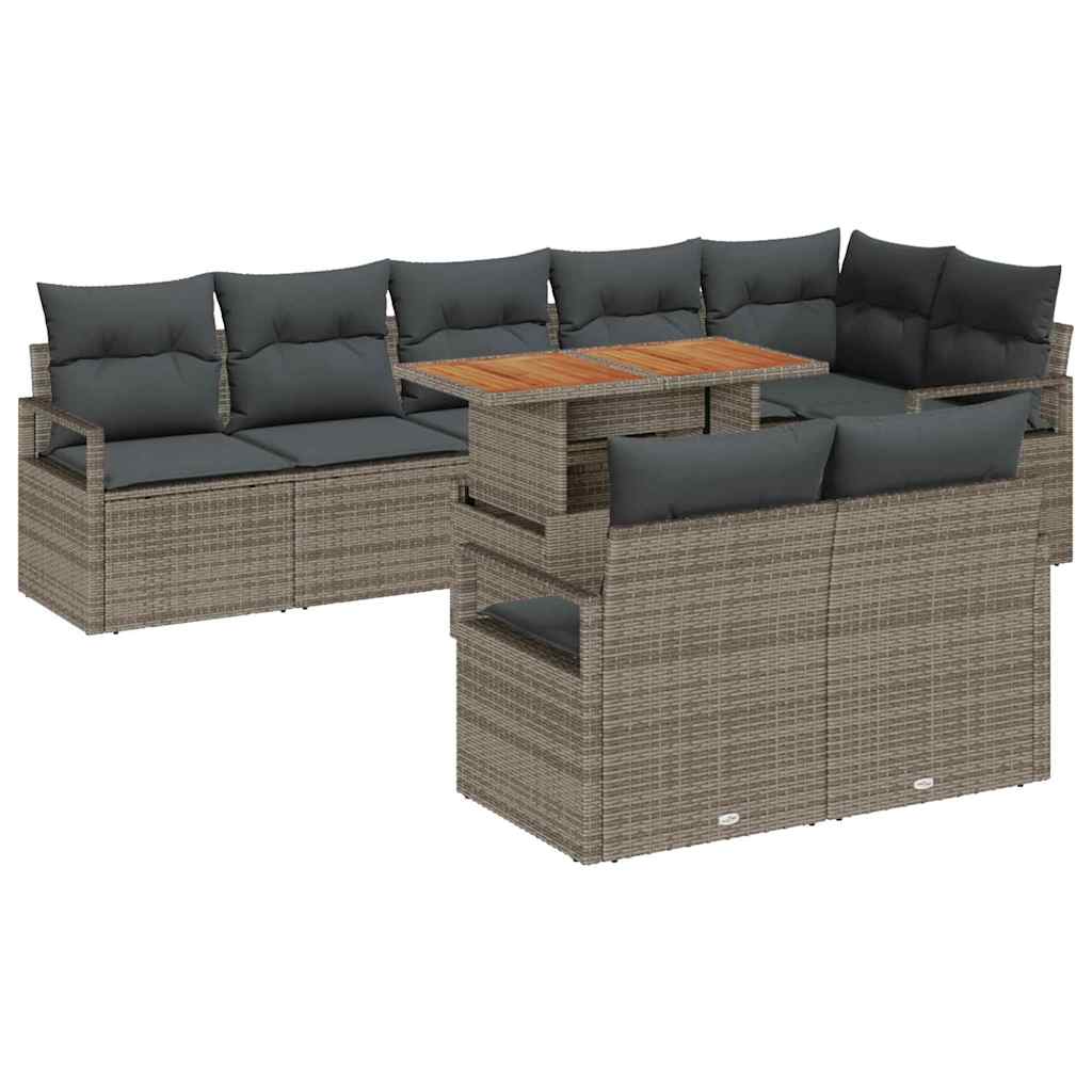 Kerti Kanapé Szett tárolóval 9 pcs Szürke Poli rattan