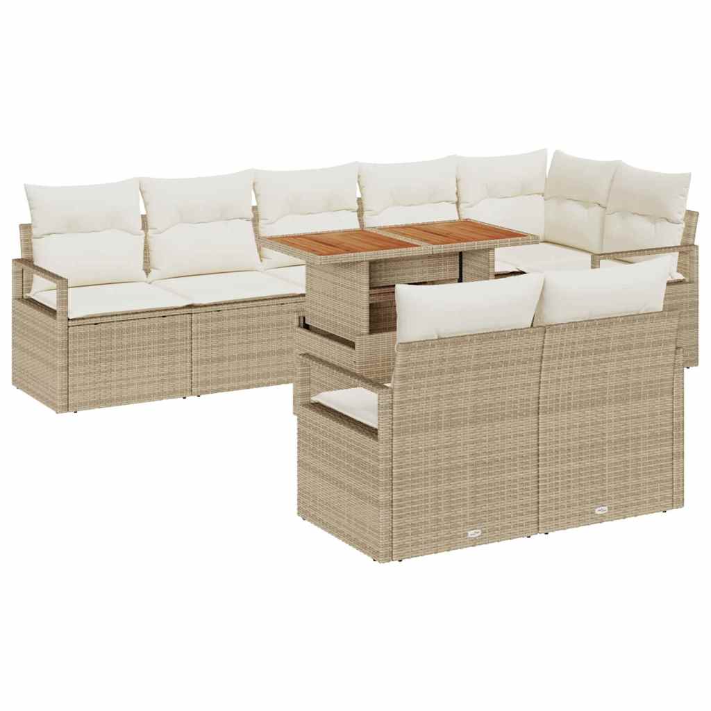 Kerti Kanapé Szett tárolóval 9 pcs Bézs Poli rattan