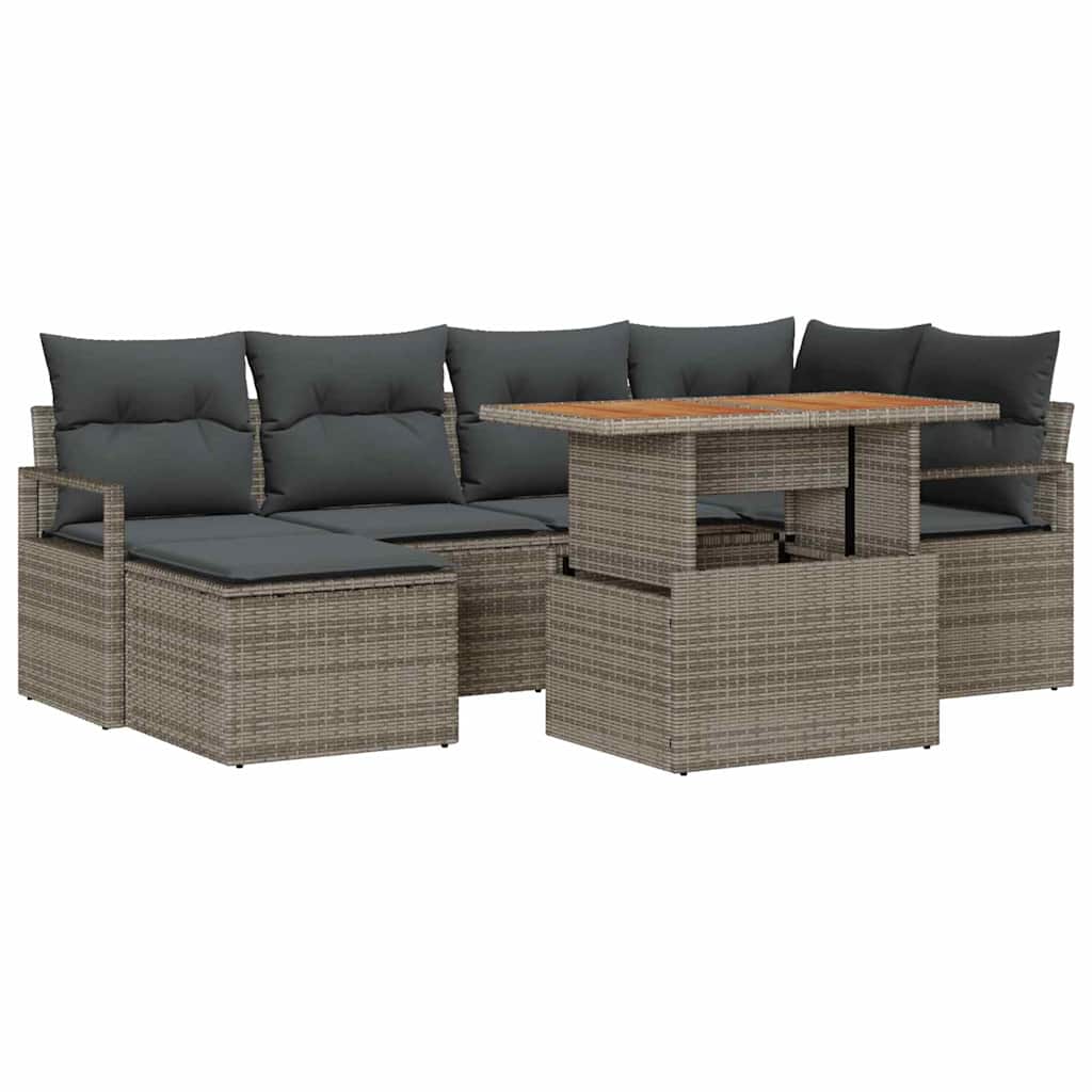 Kerti Kanapé Szett tárolóval 7 pcs Szürke Poli rattan