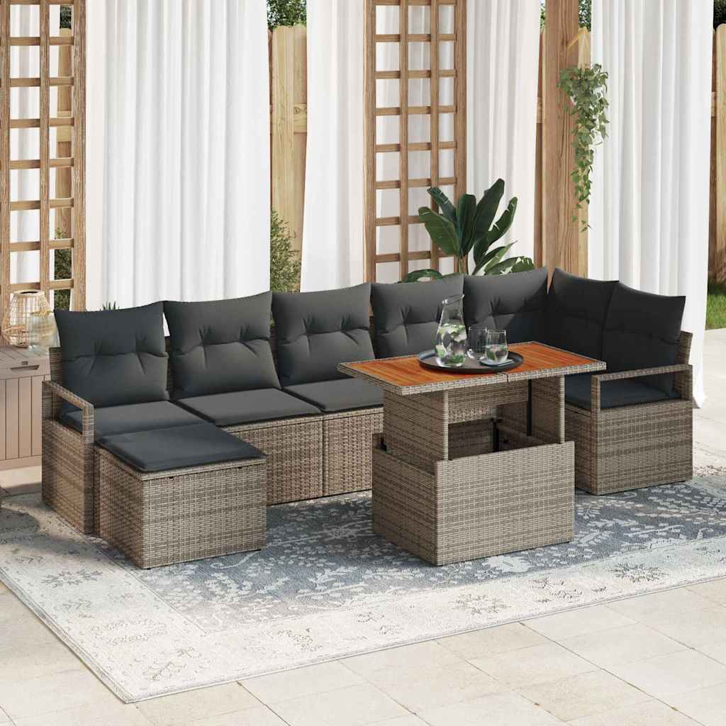 Kerti Kanapé Szett tárolóval 8 pcs Szürke Poli rattan
