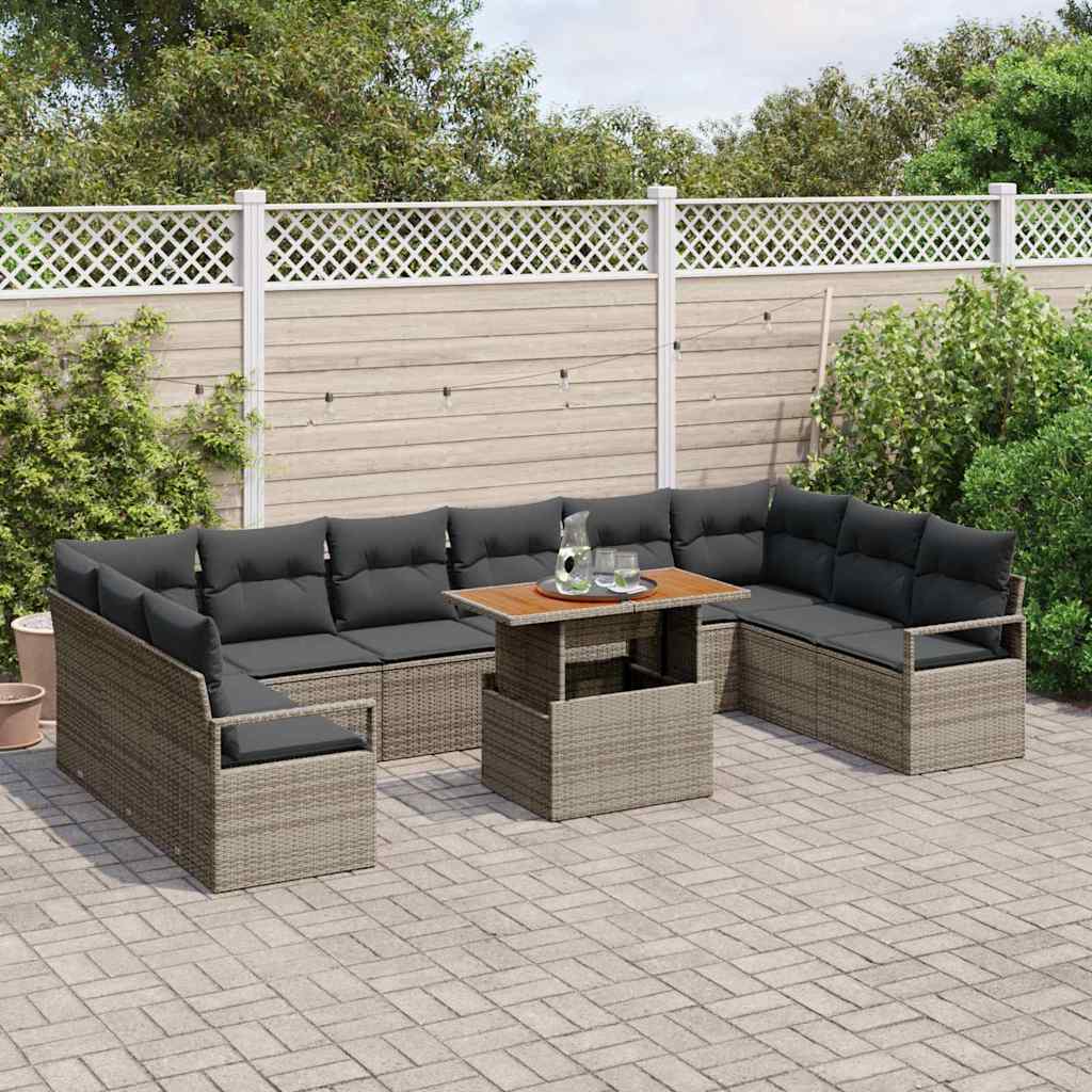 Kerti Kanapé Szett tárolóval 11 pcs Szürke Poli rattan