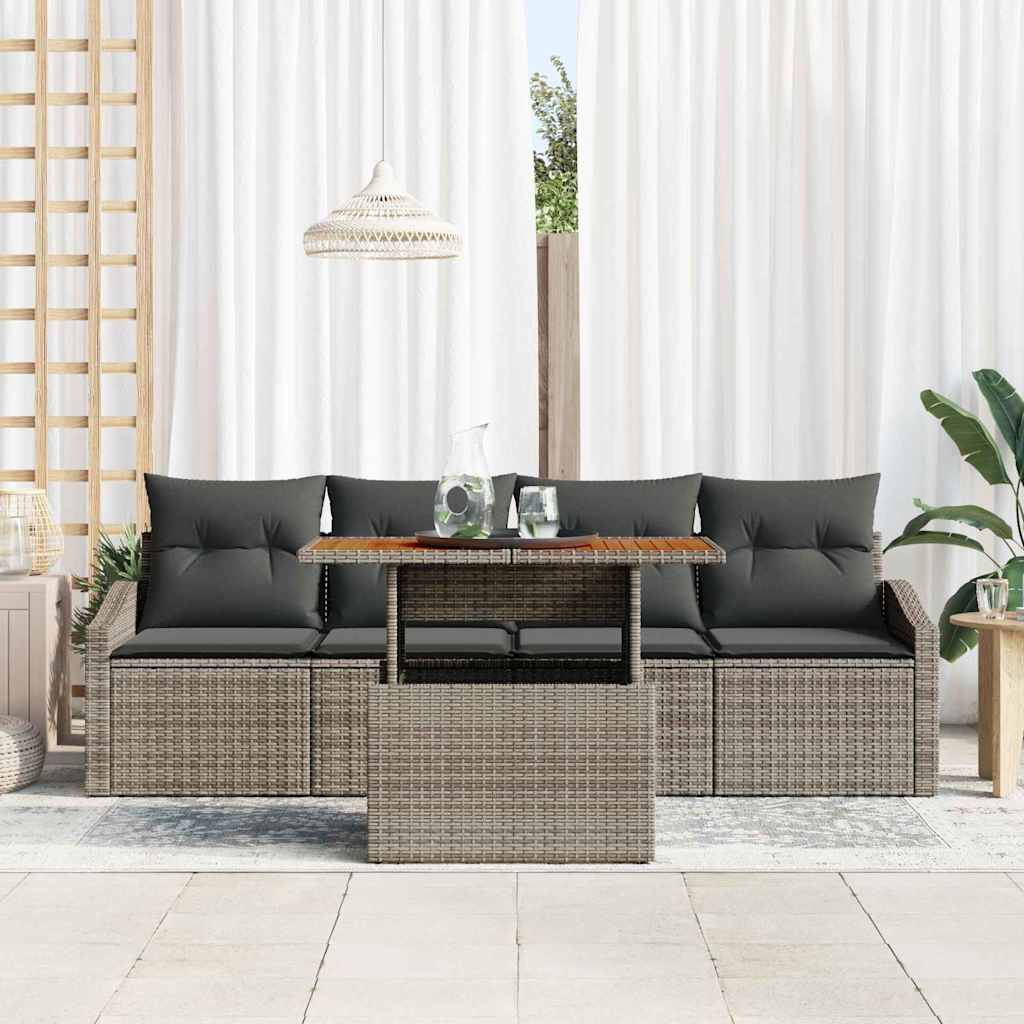Kerti Kanapé Szett tárolóval 5 pcs Szürke Poli rattan