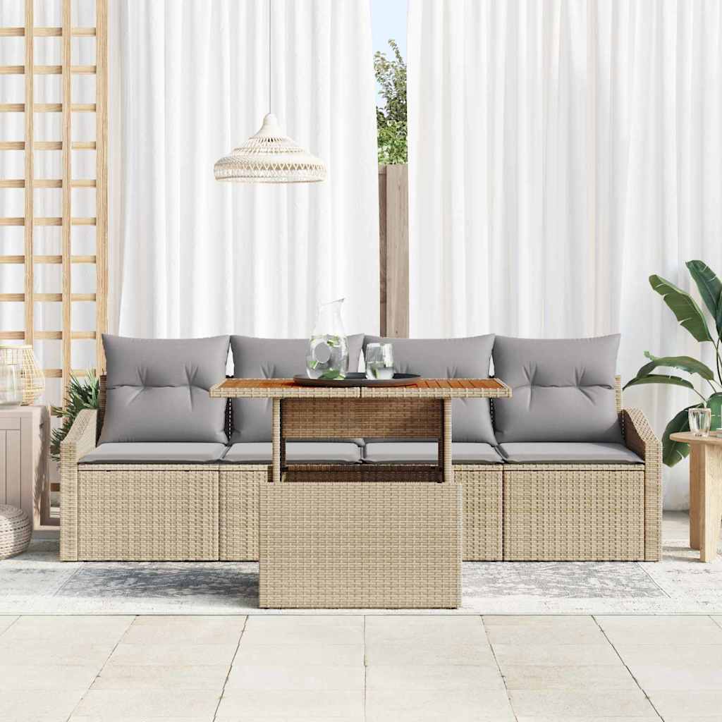Kerti Kanapé Szett tárolóval 5 pcs Bézs Poli rattan