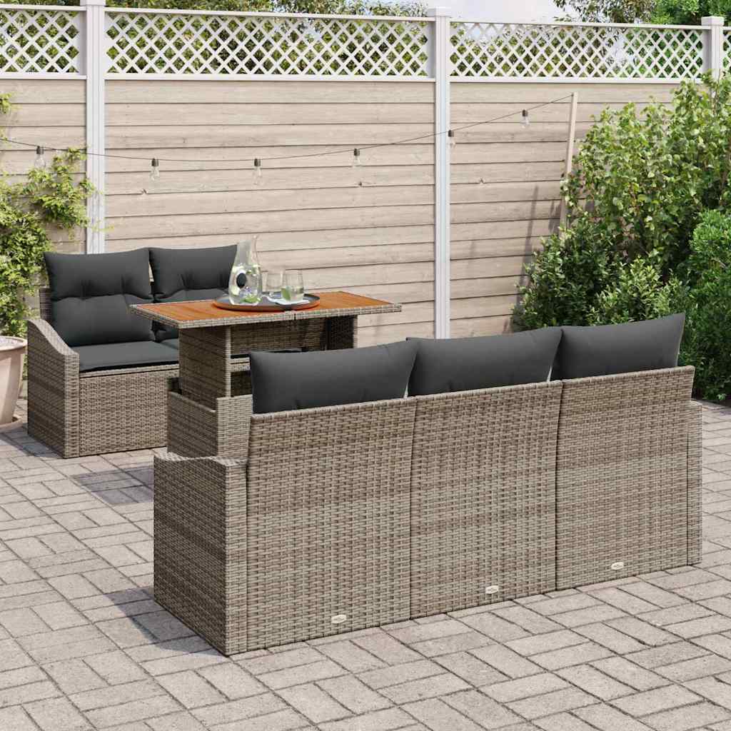 Kerti Kanapé Szett tárolóval 6 pcs Szürke Poli rattan